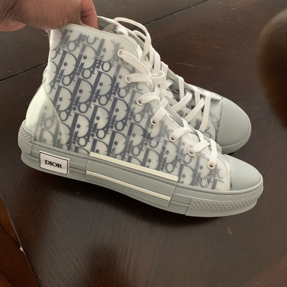 Dior White and Gray High-Top Sneakers - Picture 3 of 7